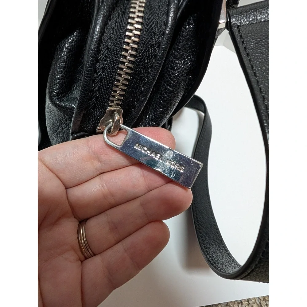 Michael Michael Kors Bedford Designer Black Leather Satchel‎ Crossbody Handbag